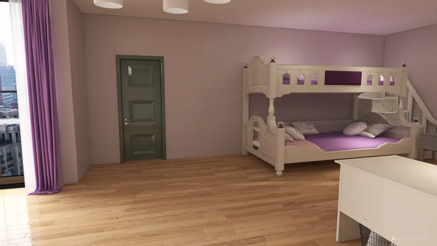 Girls bedroom 3d design renderings