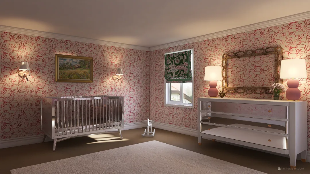 pink nursery 3d design renderings