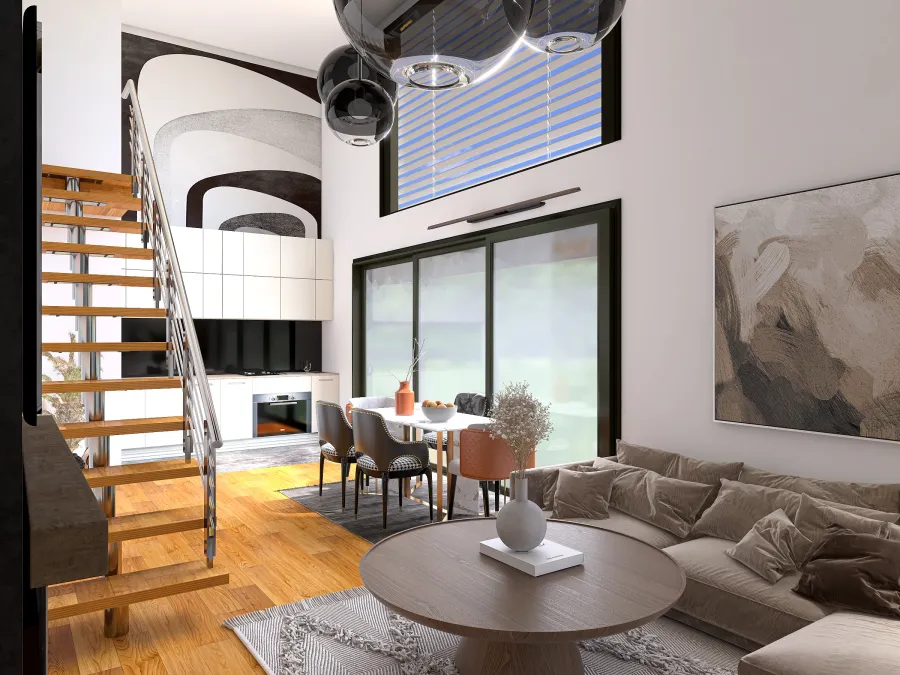 Contemporary StyleOther Loft BVR ColorScemeOther Beige Black WarmTones 3d design renderings