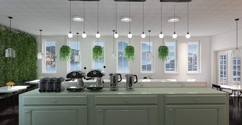 Chic Cafe Interior Design Render