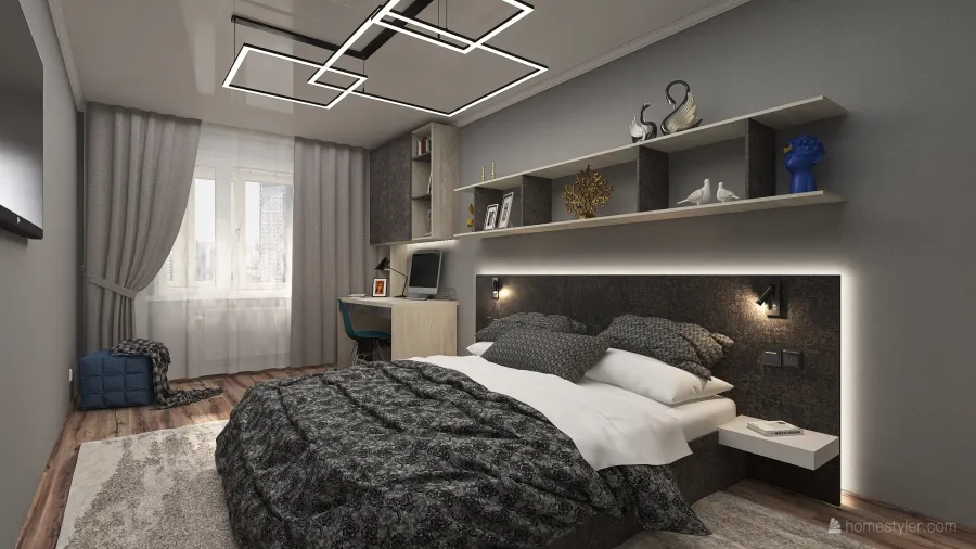 Уютная спальня в городе Мурманск 3d design renderings