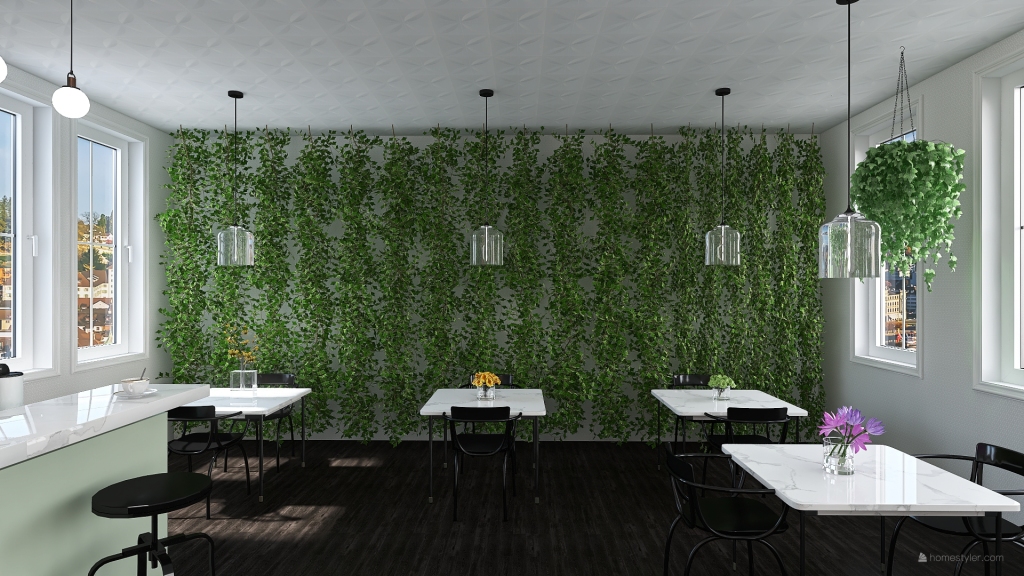 Chic Cafe 3d design renderings