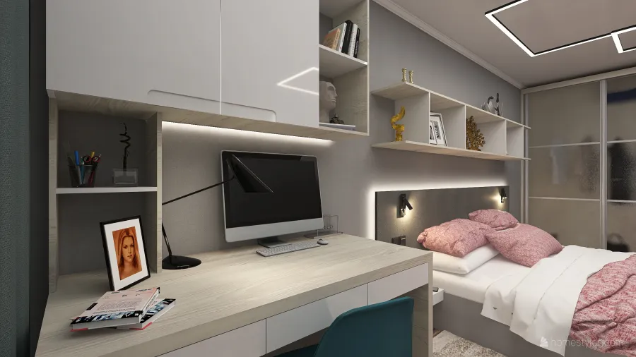 Уютная спальня в городе Мурманск 3d design renderings