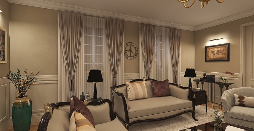 Renovacija dnevnog boravka + blagovaonice by K. Interior Design Render