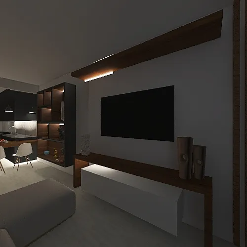 Sala e Cozinha 3d design renderings