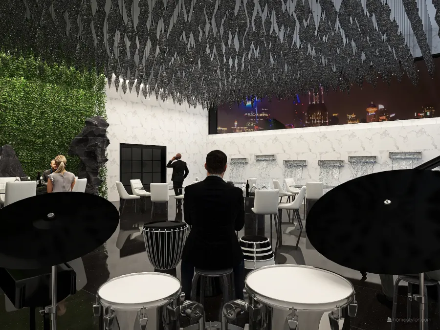 Restaurant in the top of the city 3d design renderings