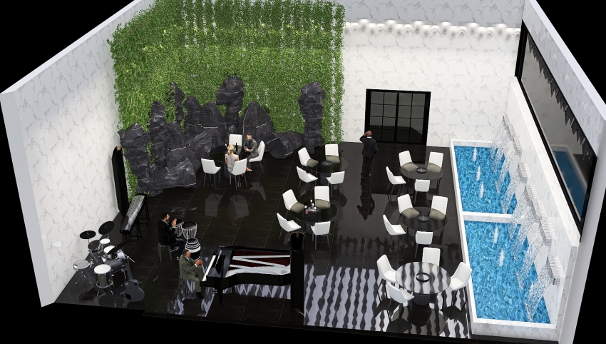Restaurant in the top of the city 3d design picture 166.44