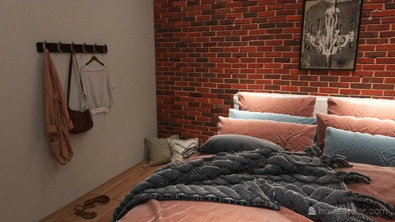 Modern Boho Bedroom 3d design renderings