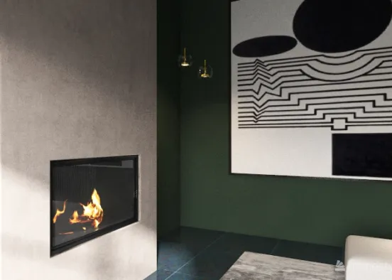 Modern Fireplace Room Design Rendering