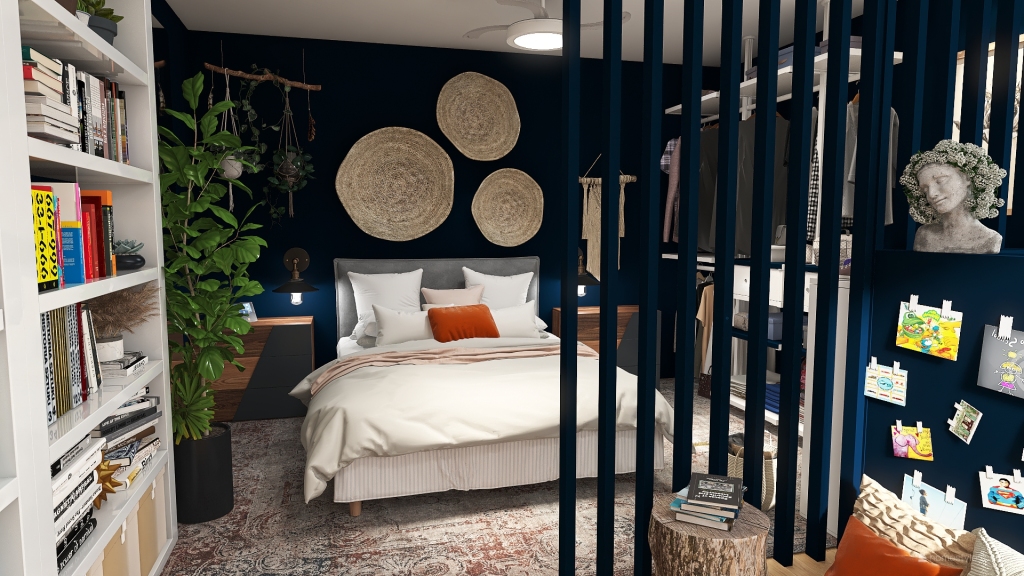 Autumn teenage bedroom 3d design renderings