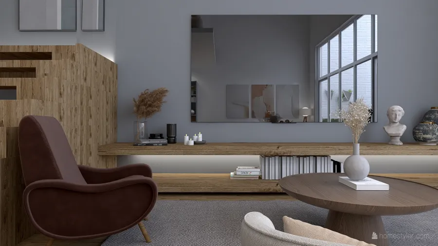 Scandinavian StyleOther ColorScemeOther WoodTones ColdTones Living and Dining Room 3d design renderings