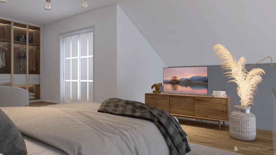 Scandinavian StyleOther ColorScemeOther WoodTones ColdTones Bedroom 3d design renderings