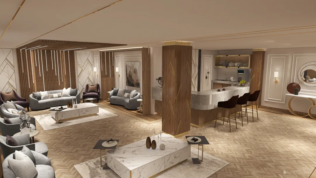 Basement lounge 3d design renderings
