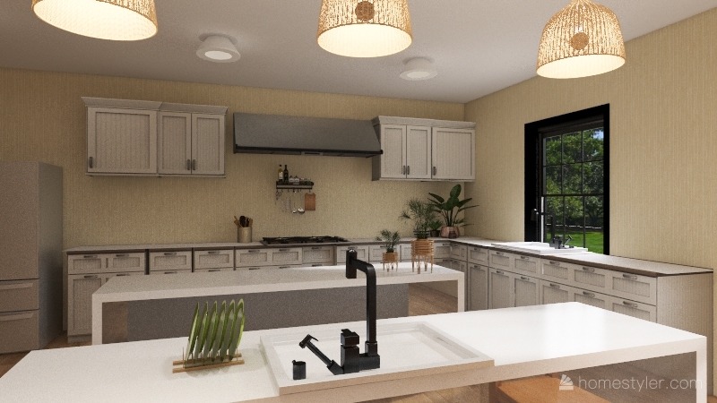 modern farm house Interior Design Render