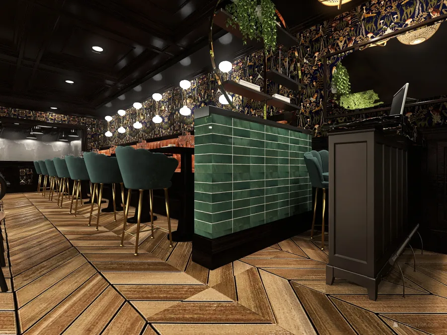 Dining and Bar 3d design renderings