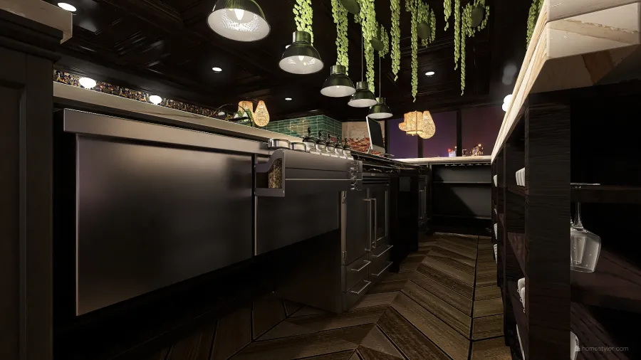Dining and Bar 3d design renderings