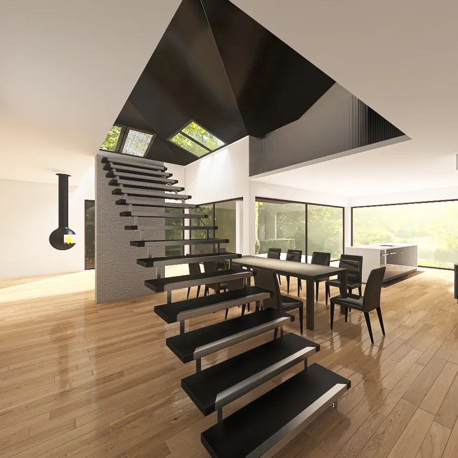 Salon kuchnia jadalnia 3d design renderings