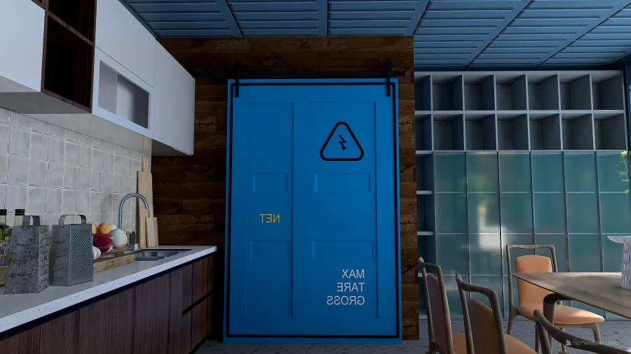 StyleOther Blue WoodTones Kitchen 3d design renderings