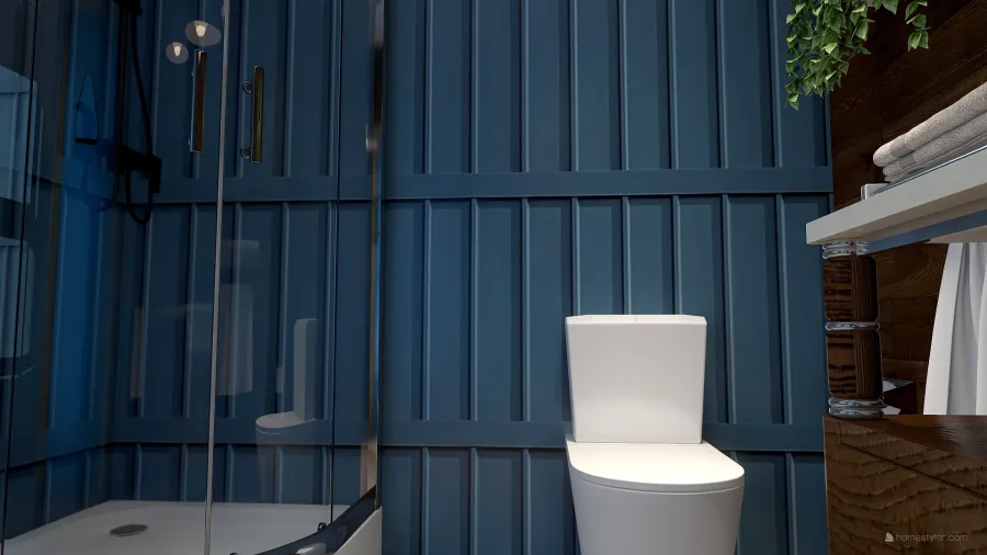 StyleOther Blue WoodTones Bathroom 3d design renderings