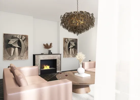 French living room Design Rendering