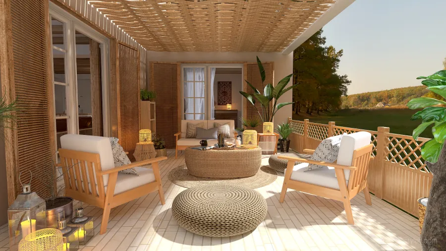 Contemporary StyleOther Casa junto al lago EarthyTones WoodTones WarmTones Beige ColorScemeOther Orange 3d design renderings
