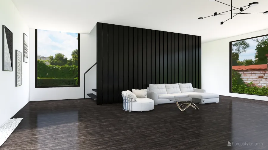 Black-and-white Mansion 3d design renderings