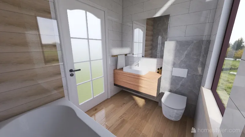 Simple Bathroom Iwona 3d design renderings