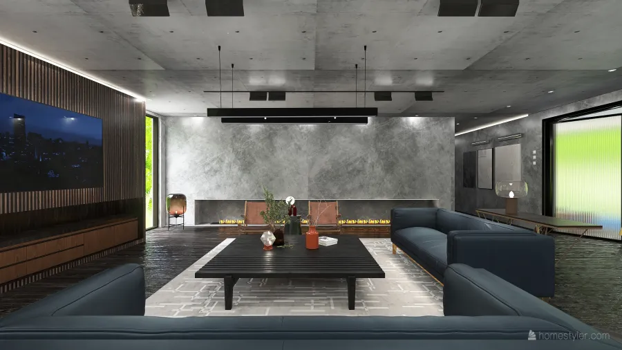 Living Room / Dining/ Hallway/ Receiving Area 3d design renderings