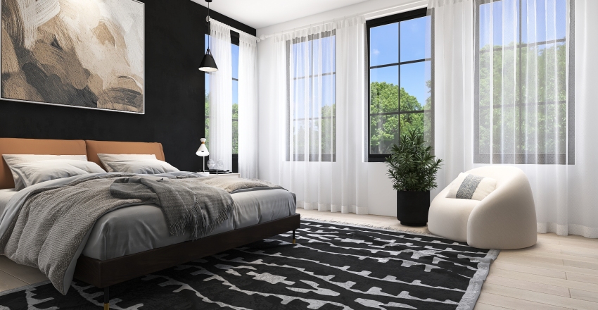 Contemporary Farmhouse StyleOther SUNSET PARADISE Black White ColdTones ColorScemeOther 3d design renderings