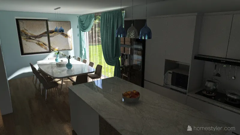 Cucina, Sala da pranzo, Salotto 3d design renderings