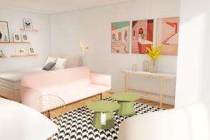 pink and green quirky studio Design Rendering