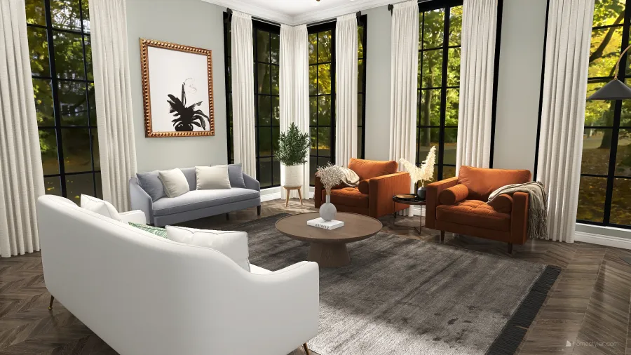 Contemporary Modern StyleOther ColorScemeOther Grey White Living Room 3d design renderings