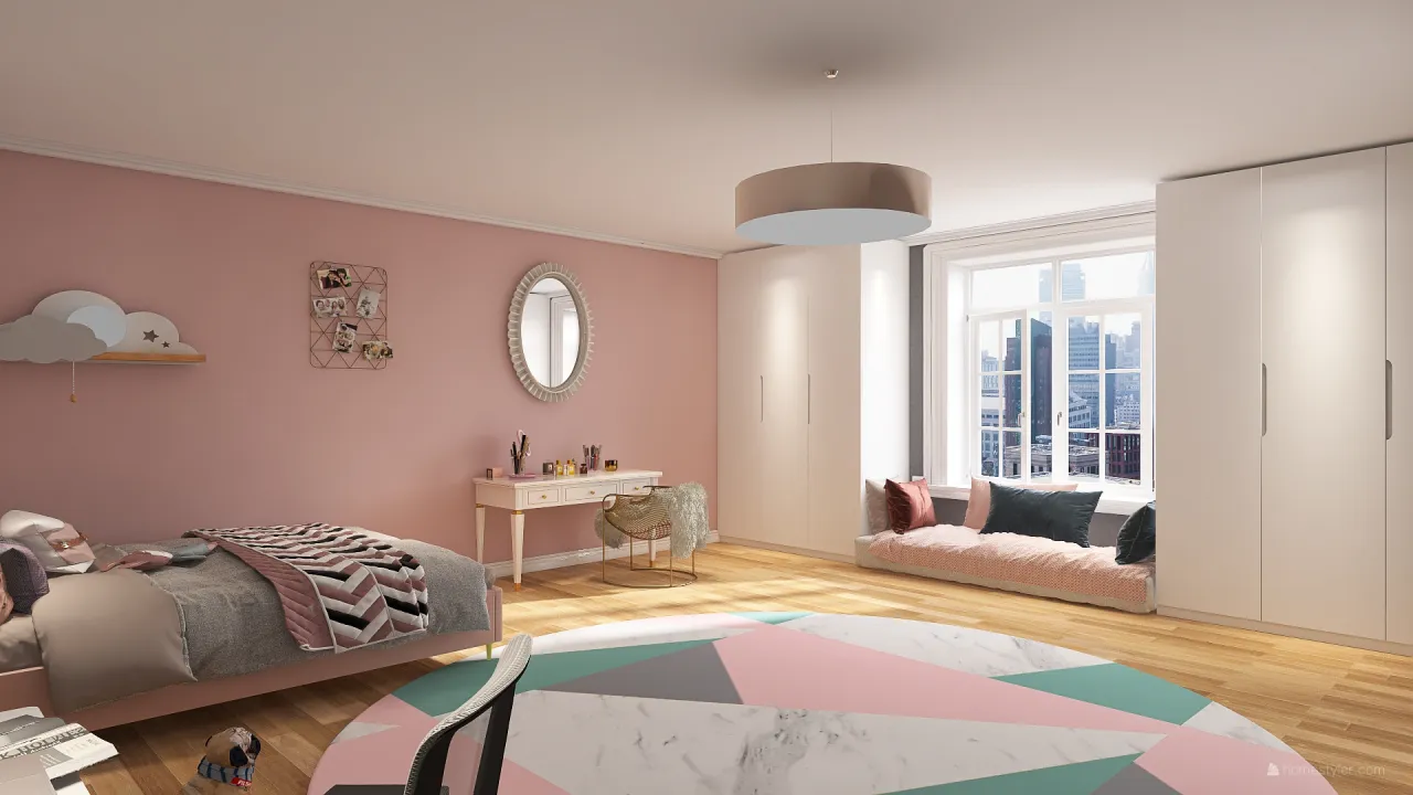 girls room 3d design renderings