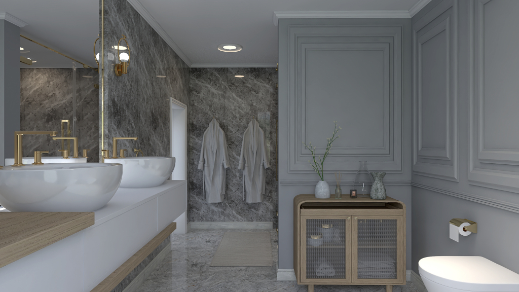 Contemporary Modern Traditional StyleOther WoodTones Grey ColorScemeOther Master Bathroom 3d design renderings