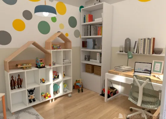 Home Office & Play Room Design Rendering