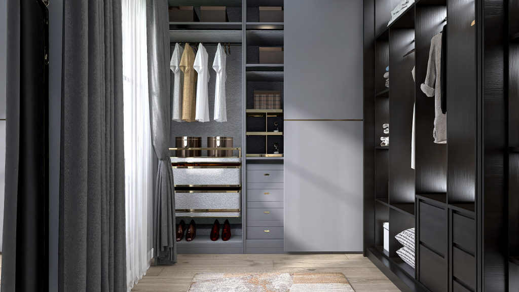 Contemporary Modern Traditional StyleOther WoodTones Grey ColorScemeOther walkin closet 3d design renderings