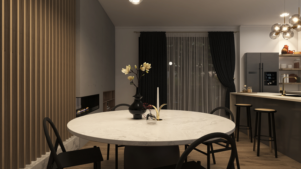 Contemporary Modern Traditional StyleOther WoodTones Grey ColorScemeOther Living and Dining Room 3d design renderings
