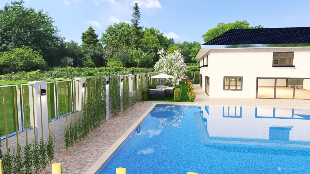 villetta con piscina 3d design renderings