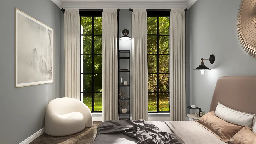 Contemporary Modern StyleOther ColorScemeOther Grey White Bedroom 3d design renderings