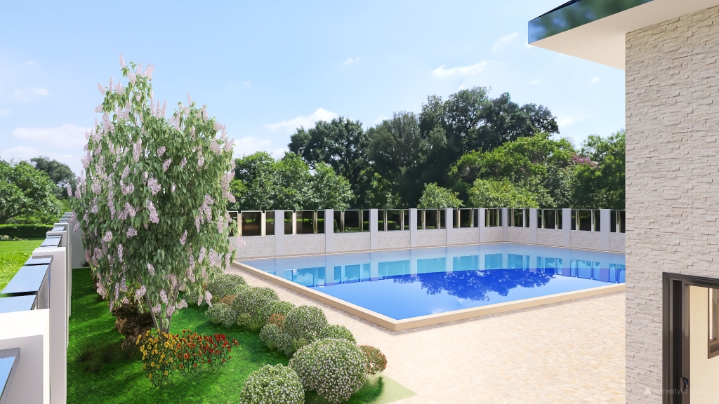villetta con piscina 3d design renderings