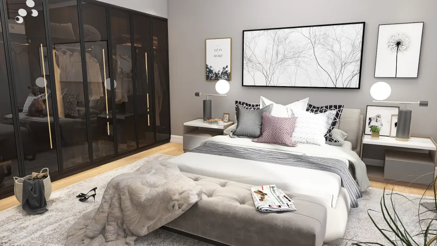 Scandinavian ColorScemeOther Beige WoodTones Bedroom 3d design renderings