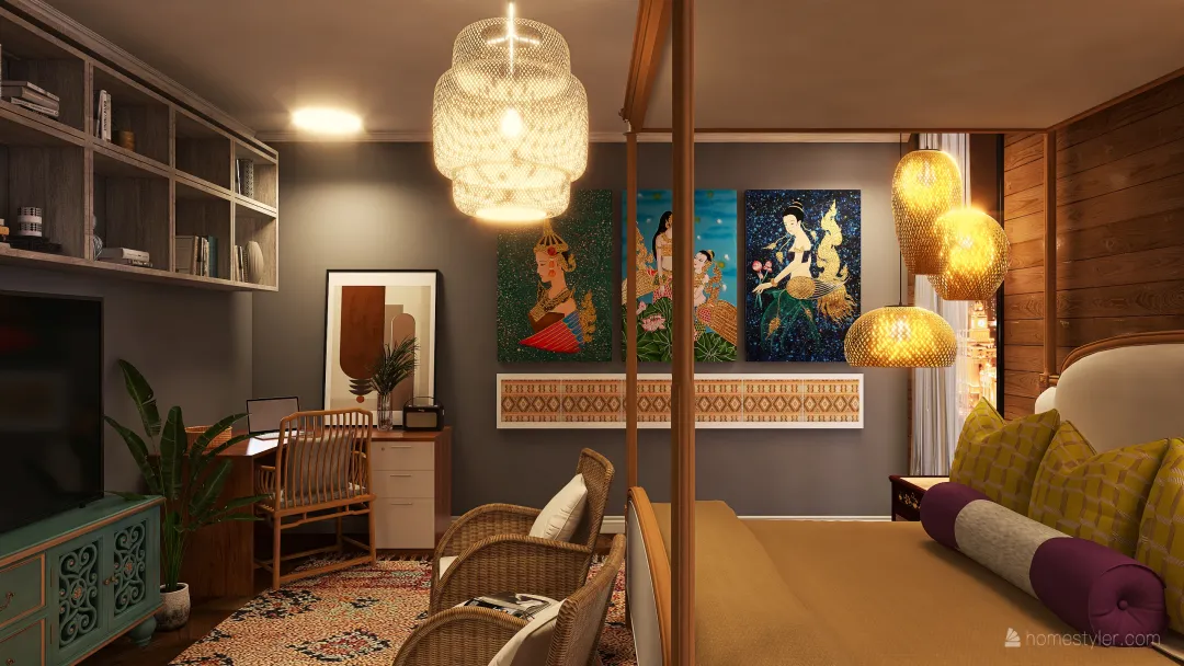 Maranao inspired bedroom 3d design renderings