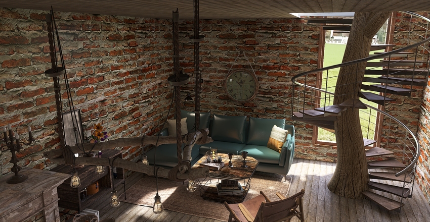 Retro Refurbish Interior Design Render