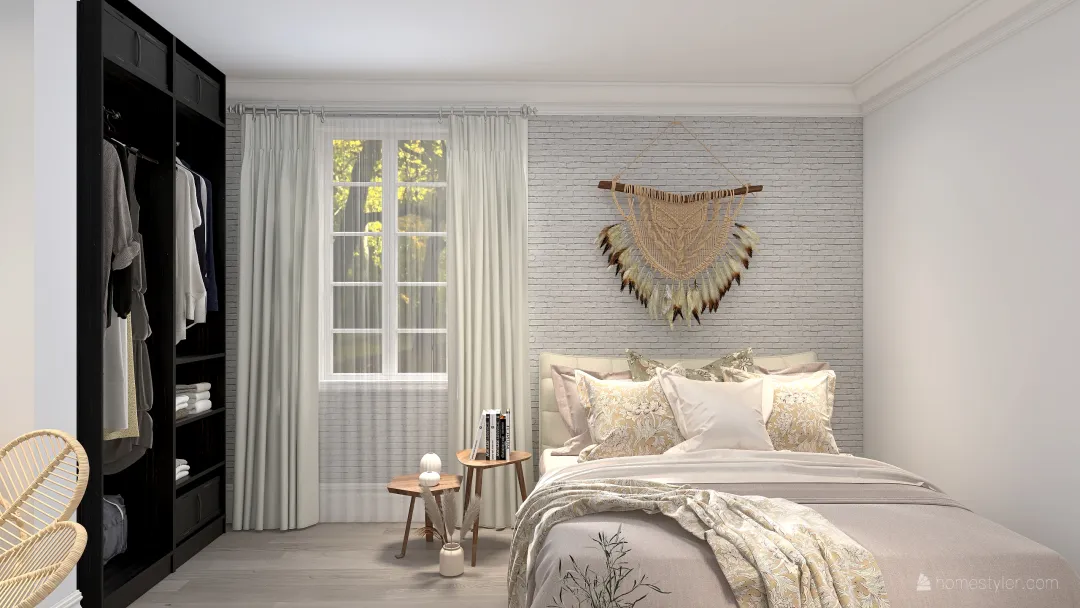 Earthy Tones Master Bedroom 3d design renderings