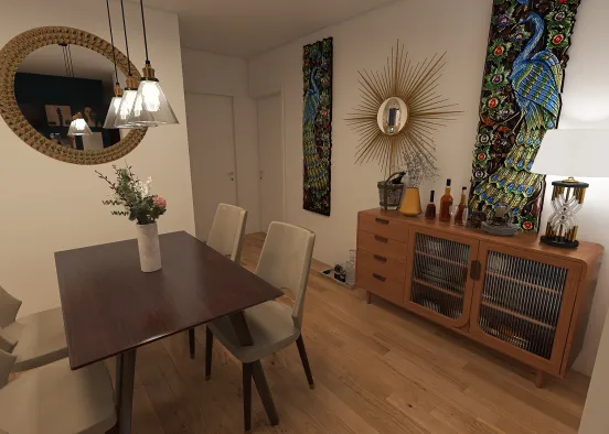 Art-deco and Scandi inspired apartment Design Rendering