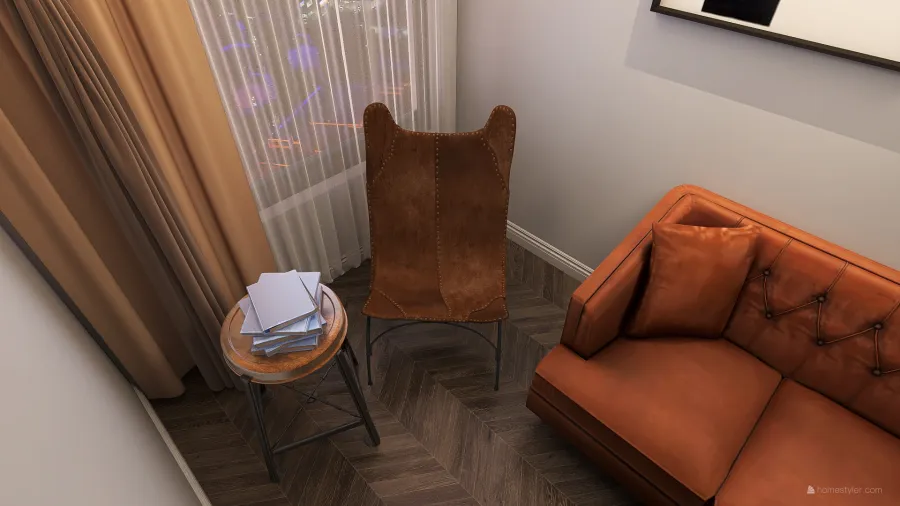 Leather's living room 3d design renderings
