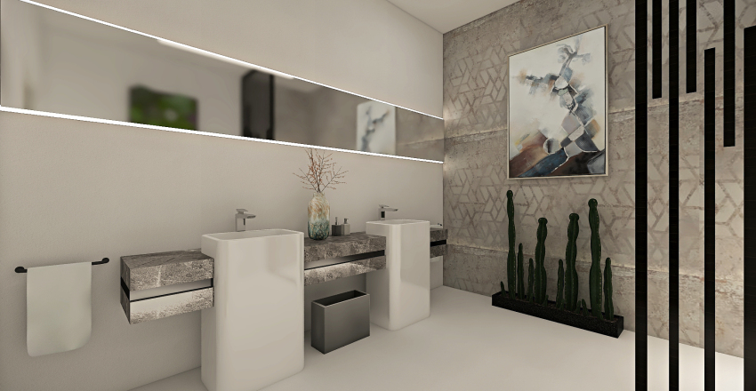Modern White Guest Bathroom 3d design renderings
