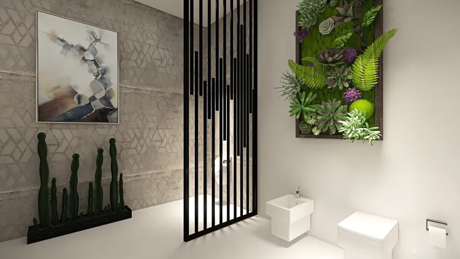 Modern White Guest Bathroom 3d design renderings