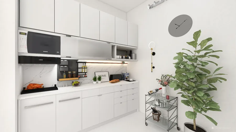 Modern White Walk-In Pantry 3d design renderings