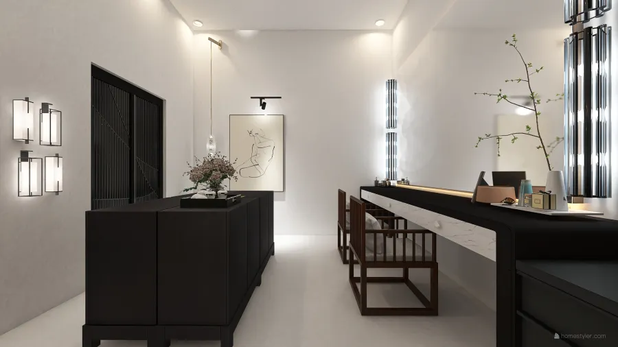 Modern White Walk-In Closet 3d design renderings